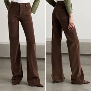 Veronica Beard Brown Wide-Leg Corduroy Pants